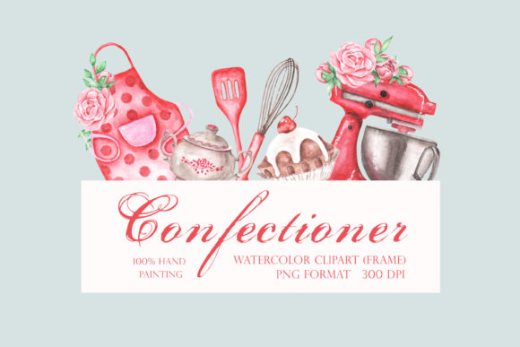 Download Confectioner Watercolor Frame. Baking - Frame Collection