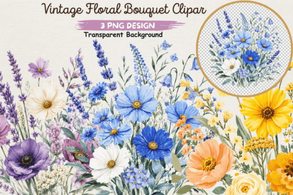 Download Vintage Floral Bouquet Clipart PNG,Flora - Floral Collection