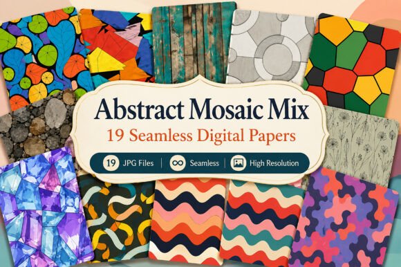 Download Abstract Mosaic Mix Digital Papers - Digital Collection
