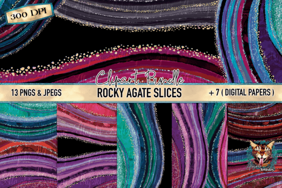 Download Rocky Agate Slice Graphic Element Bundle - Rock Collection