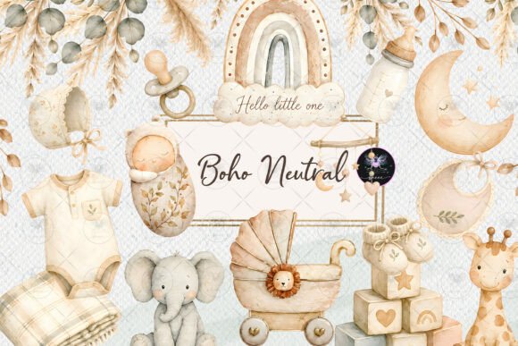 Download Boho Neutral Baby Shower Clipart - Shower Collection