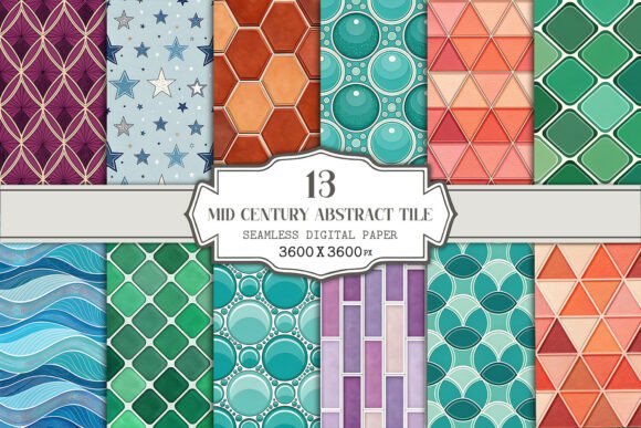 Download Mid Century Abstract Tile Digital Paper - Digital Collection