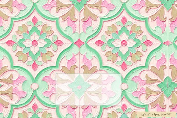 Download Mint Pink Damask Floral Tile Pattern - Floral Collection