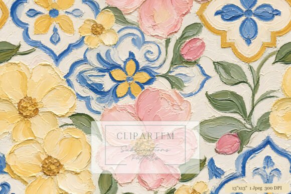 Download Oil Paint Floral Tile Pattern - Floral Collection