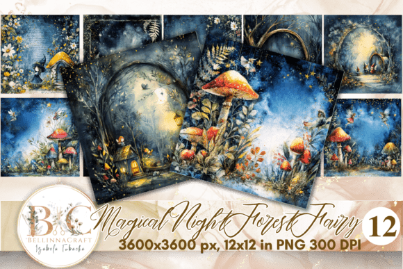 Download Magical Night Forest Fairy Digital Paper - Digital Collection