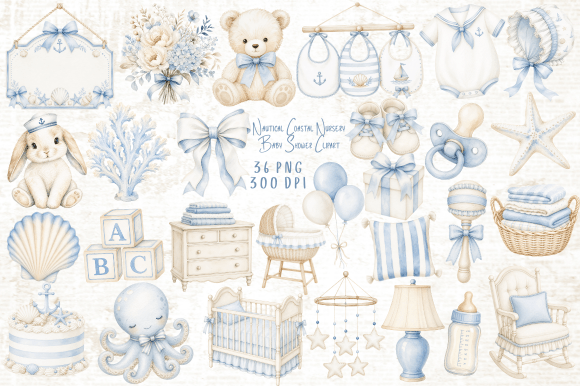 Download Nautical Nursery Baby Shower Clipart PNG - Shower Collection
