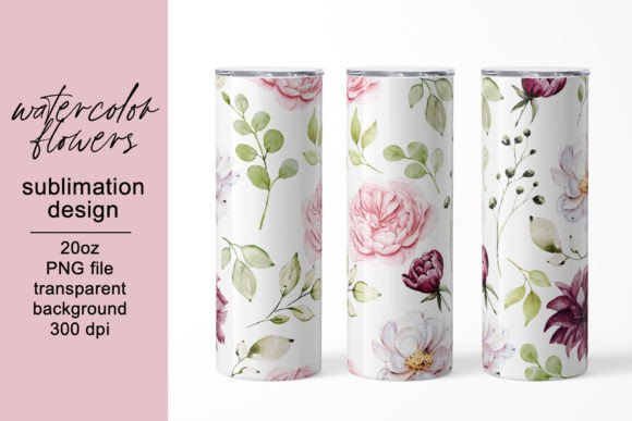 Download Tumbler Wrap, Digital Flower Design, PNG - Digital Collection