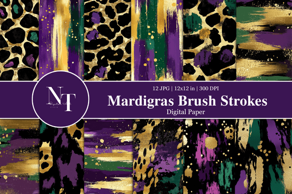 Download Mardi Gras Brush Stroke Digital Paper - Digital Collection