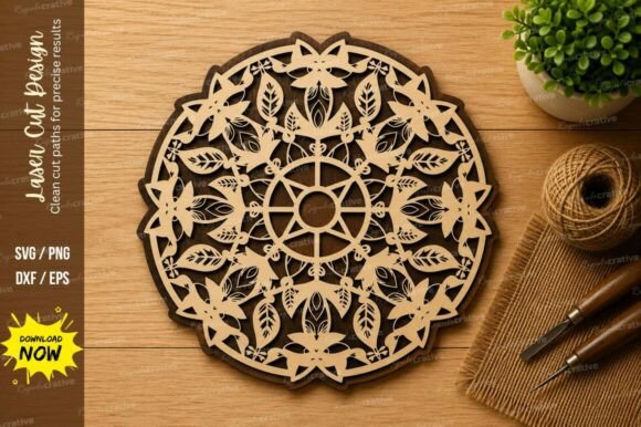 Download Mandala Floral Wheel Laser Cut SVG - Floral Collection