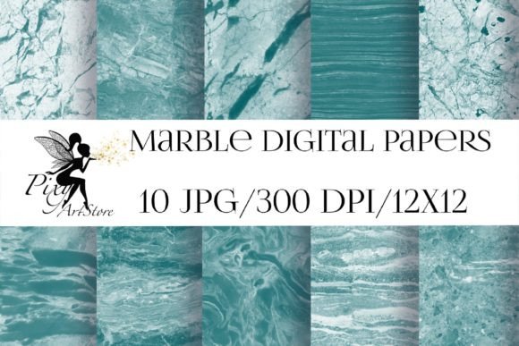 Download Teal Marble Stone Digital Papers, Green - Digital Collection