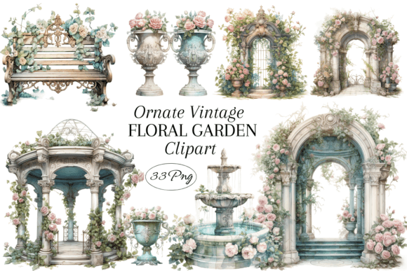 Download Ornate Vintage Floral Garden Clipart - Floral Collection