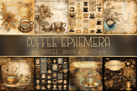Download Vintage Coffee Ephemera Digital Papers - Digital Collection