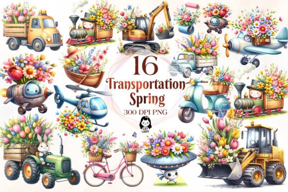 Download Transportation Spring Clipart Bundle - Spring Collection
