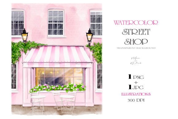 Download Digital Watercolor Street Shop Clipart - Digital Collection