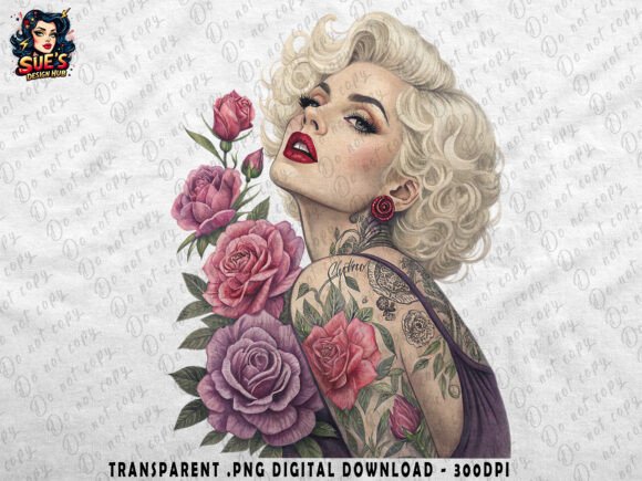 Download Vintage Blonde Beauty with Floral Tattoo - Floral Collection