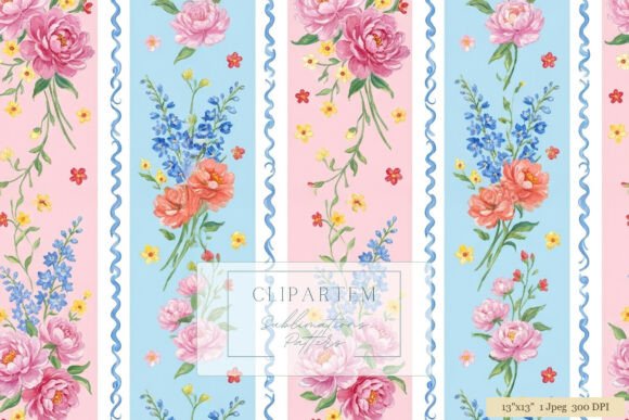 Download Pink Peony Stripe Floral Pattern Design - Floral Collection